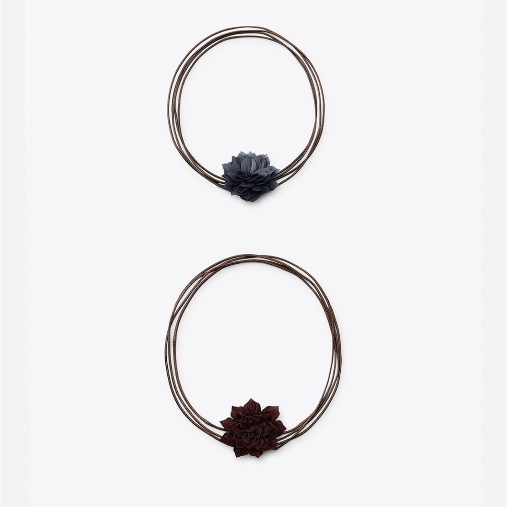 Floral Choker Necklace Set in Gray and Brown